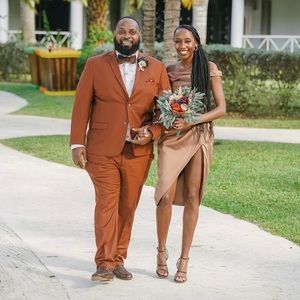 Lulu Toffee Asymmetrical Dress HOUSE OF CB, MIDI Corset Dress with Split brown